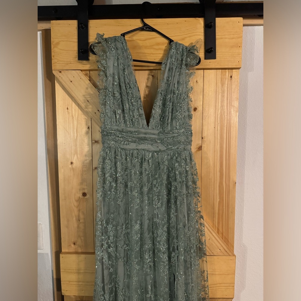 Baltic Born Arlene Shimmer Gown Sage Green Medium Bridesmaid dress